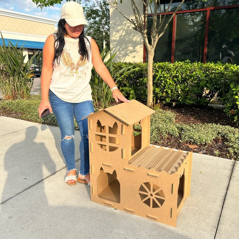 Custom Corrugated Cat House - Farmhouse Playground